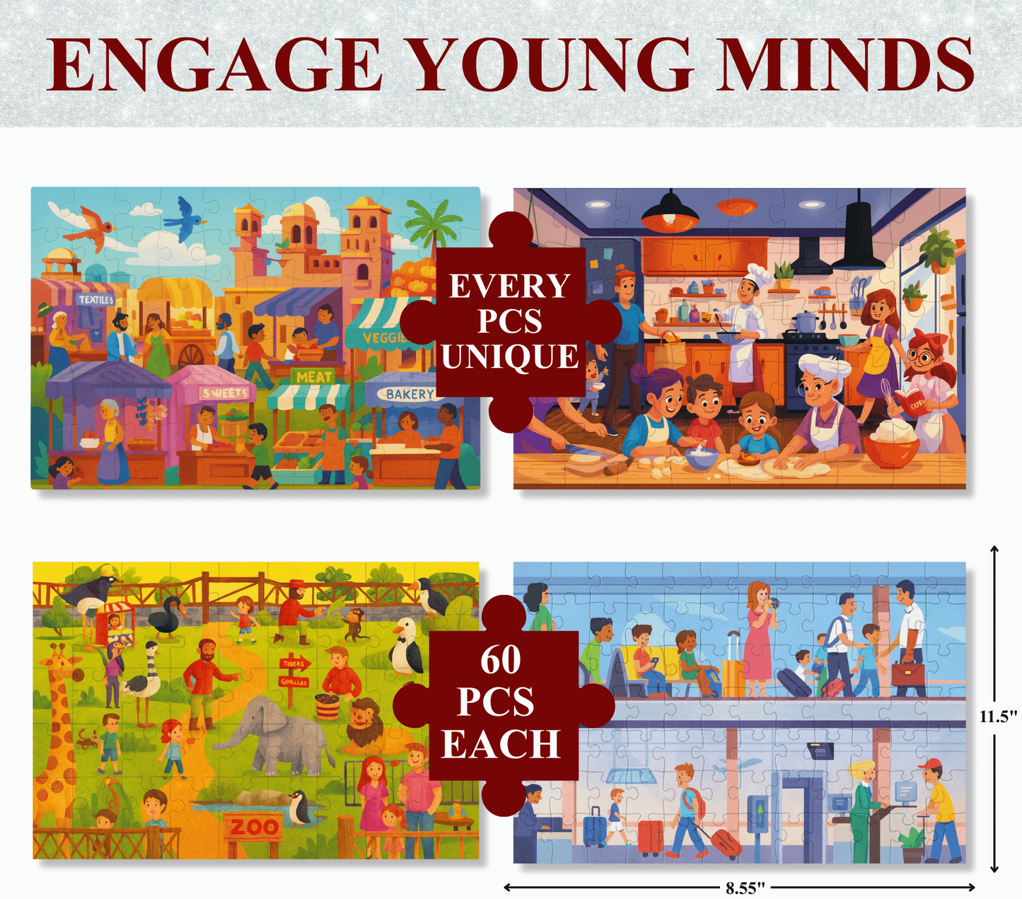 60-Piece Puzzles - Real Life Themes