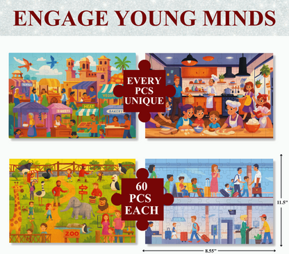 60-Piece Puzzles - Real Life Themes